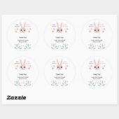 Sticker Rond Baby shower de lapin minuscule à Hopper Floral (Feuille)