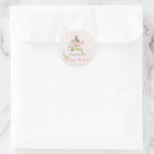 Sticker Rond Baby shower de lapin rose Floral (Sac)