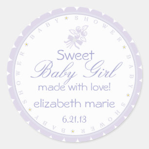Sticker Rond Baby shower de lavande