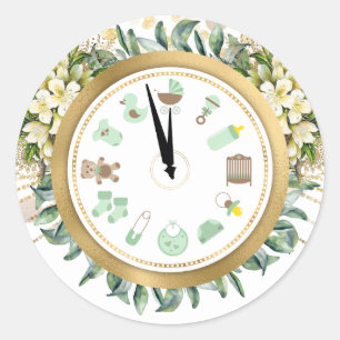 Sticker Rond Baby shower de l'horloge du Nouvel An