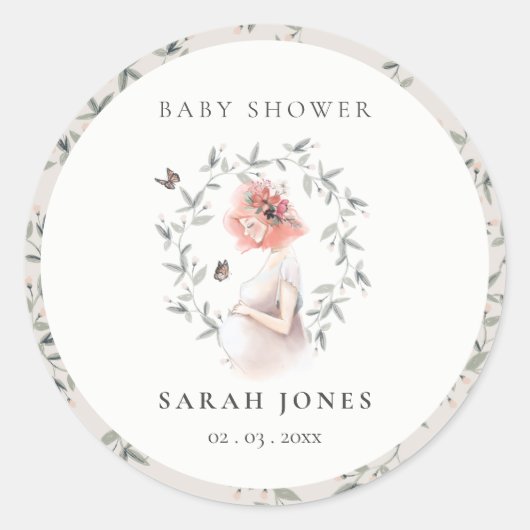 Sticker Rond Baby shower de liage pour femmes élégantes (Devant)