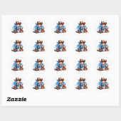 Sticker Rond Baby shower de Little Cowboy et Teddy Bear (Feuille)