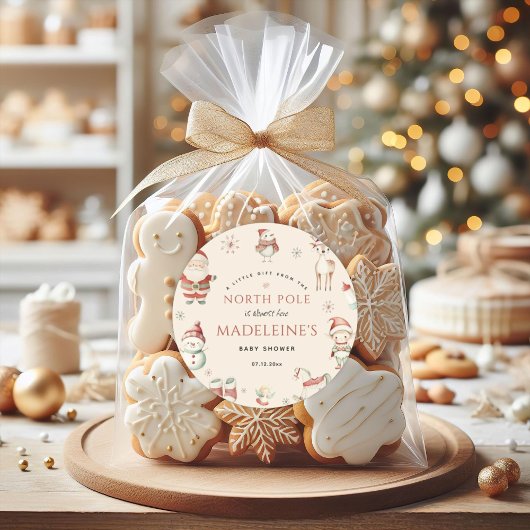 Sticker Rond Baby shower de livraison d'Express de Noël du Pôle