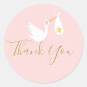 Sticker Rond Baby shower de livraison spéciale Merci rose (Devant)