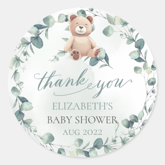 Sticker Rond Baby shower de l'ours (Devant)