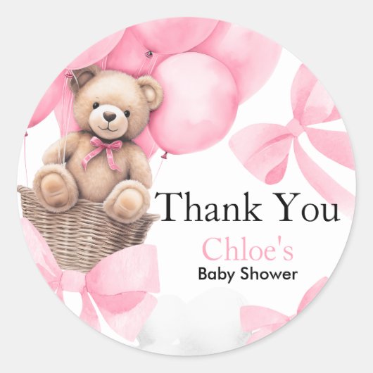 Sticker Rond Baby shower de l'ours (Devant)
