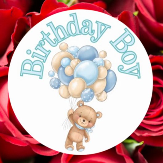 Sticker Rond Baby shower de l'ours de garçon d'anniversaire
