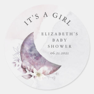 Sticker Rond baby shower de lune de croissant de chute C'est un