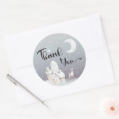 Sticker Rond Baby shower de maison de neige merci (Enveloppe)
