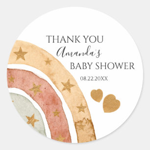 Sticker Rond Baby shower de Merci arc-en-ciel Boho