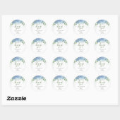 Sticker Rond Baby shower de Merci bleu hydrangea (Feuille)
