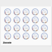 Sticker Rond Baby shower de Merci bleu marine (Feuille)