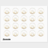 Sticker Rond Baby shower de Merci Boho Fleur sauvage jaune (Feuille)
