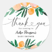 Sticker Rond Baby shower de Merci Citrus Orange (Devant)