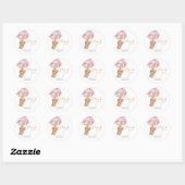 Sticker Rond Baby shower de Merci de ballons roses Teddy Bear (Feuille)