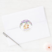 Sticker Rond Baby shower de Merci de Chouette Florale violet Fa (Enveloppe)