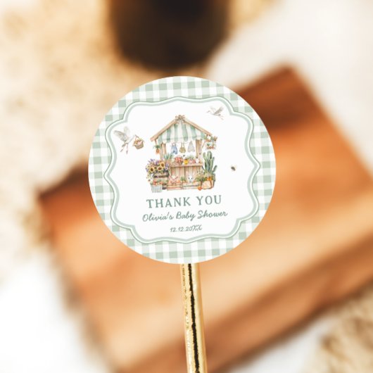Sticker Rond Baby shower de Merci de cultivé localement