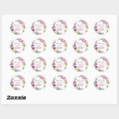 Sticker Rond Baby shower de Merci de  de couronne de fleurs vio (Feuille)