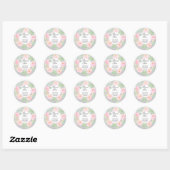 Sticker Rond Baby shower de Merci de  en argent et rose (Feuille)