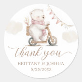 Sticker Rond Baby shower de Merci de fille d'attente précoce (Devant)