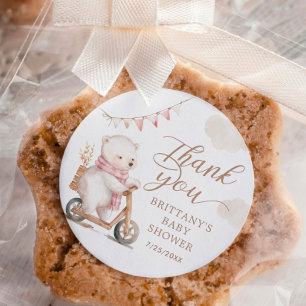 Sticker Rond Baby shower de Merci de fille d'attente précoce