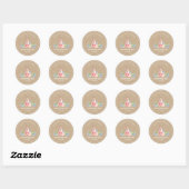 Sticker Rond Baby shower de Merci de lapin doux (Feuille)