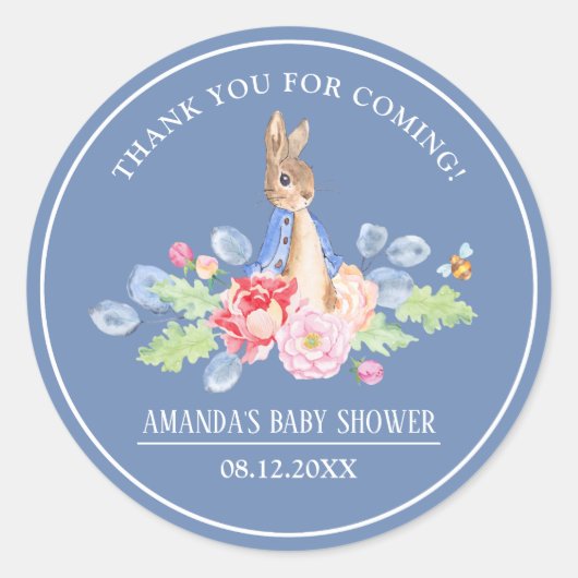 Sticker Rond Baby shower de Merci de lapin doux (Devant)