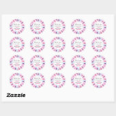 Sticker Rond Baby shower de Merci de  rose fleuri (Feuille)