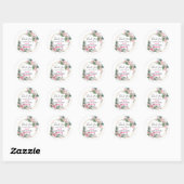 Sticker Rond Baby shower de Merci de  rose fleuri (Feuille)