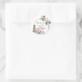 Sticker Rond Baby shower de Merci de  rose fleuri (Sac)