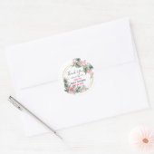 Sticker Rond Baby shower de Merci de  rose fleuri (Enveloppe)