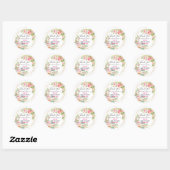 Sticker Rond Baby shower de Merci de  rose fleuri (Feuille)