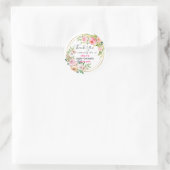 Sticker Rond Baby shower de Merci de  rose fleuri (Sac)