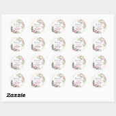 Sticker Rond Baby shower de Merci de  rose fleuri (Feuille)