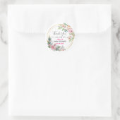 Sticker Rond Baby shower de Merci de  rose fleuri (Sac)