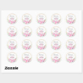 Sticker Rond Baby shower de Merci de  rose fleuri (Feuille)
