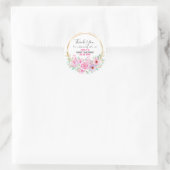 Sticker Rond Baby shower de Merci de  rose fleuri (Sac)