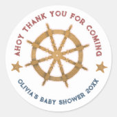 Sticker Rond Baby shower de Merci de roue nautique (Devant)