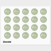 Sticker Rond Baby shower de Merci des animaux des bois (Feuille)
