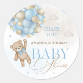Sticker Rond Baby shower de Merci des ballons d'ours (Devant)