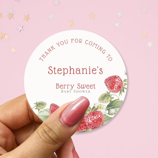 Sticker Rond Baby shower de Merci doux Berry moderne