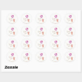 Sticker Rond Baby shower de Merci en  rose Teddy (Feuille)