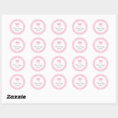 Sticker Rond Baby shower de Merci mignon rose (Feuille)
