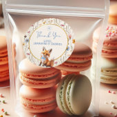 Sticker Rond Baby shower de Merci rustique de renard de bois