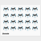 Sticker Rond Baby shower de mouton ferme Blue Boy (Feuille)