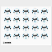 Sticker Rond Baby shower de mouton ferme Blue Boy (Feuille)