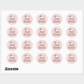 Sticker Rond Baby shower de nid d'oiseaux (Feuille)