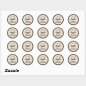 Sticker Rond Baby shower de nid d'oiseaux (Feuille)