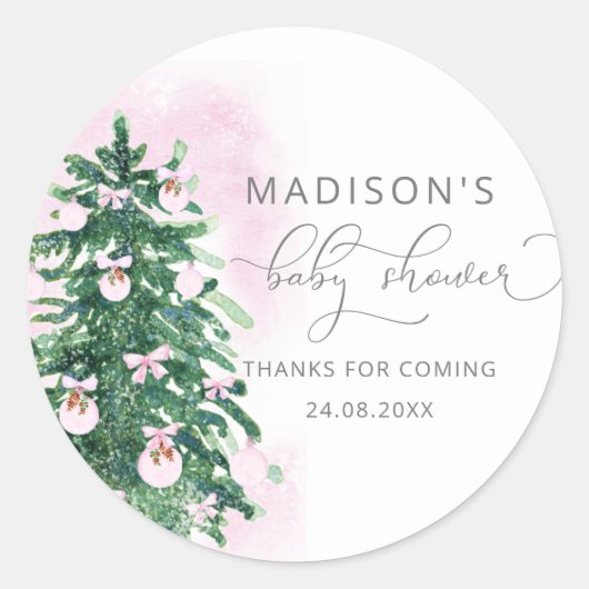 Sticker Rond Baby shower de Noël aquarelle moderne (Devant)