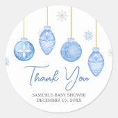 Sticker Rond Baby shower de Noël bébé Père Noël (Devant)